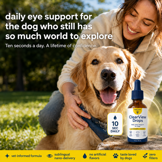 Daily eye support. A more confident dog.